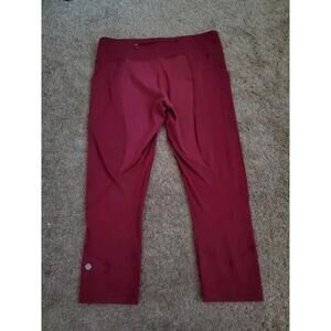 Lululemon Pace Rival Crop Leggings Pockets Size 10 Burgandy Red 22"